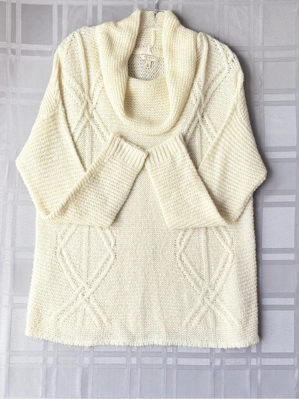 Sonoma Cream Cable Knit Cowl Neck Sweater
